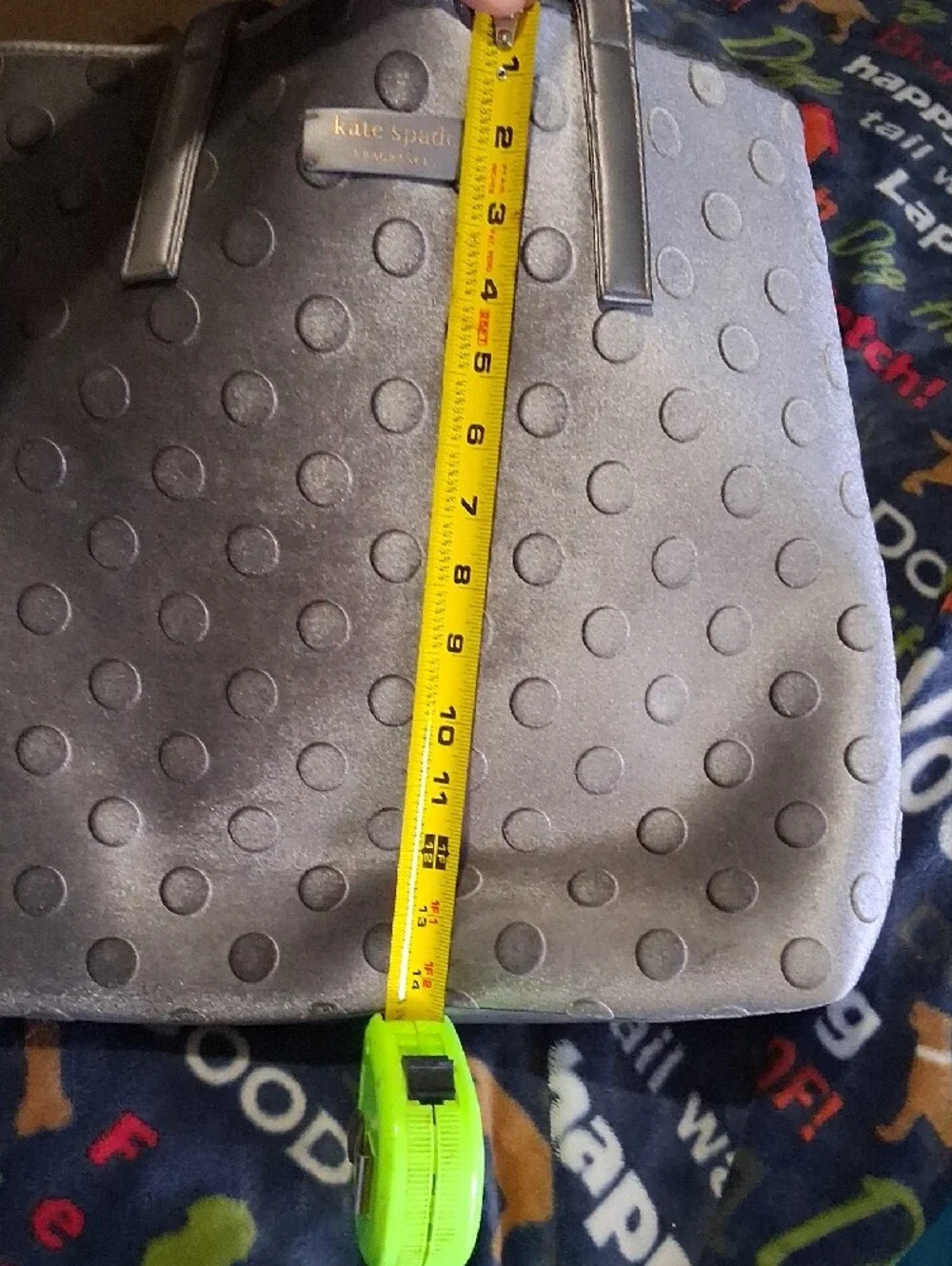 LOW START NO CALL kate spade metallic charcoal polka dot totE GREAT. Condition! - Picture 10 of 11